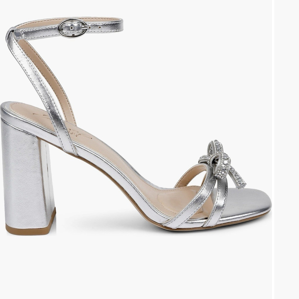 Jewel Badgley Mischka Hilary Ankle Strap Heeled Sandal Rhinestones $139 Size 8